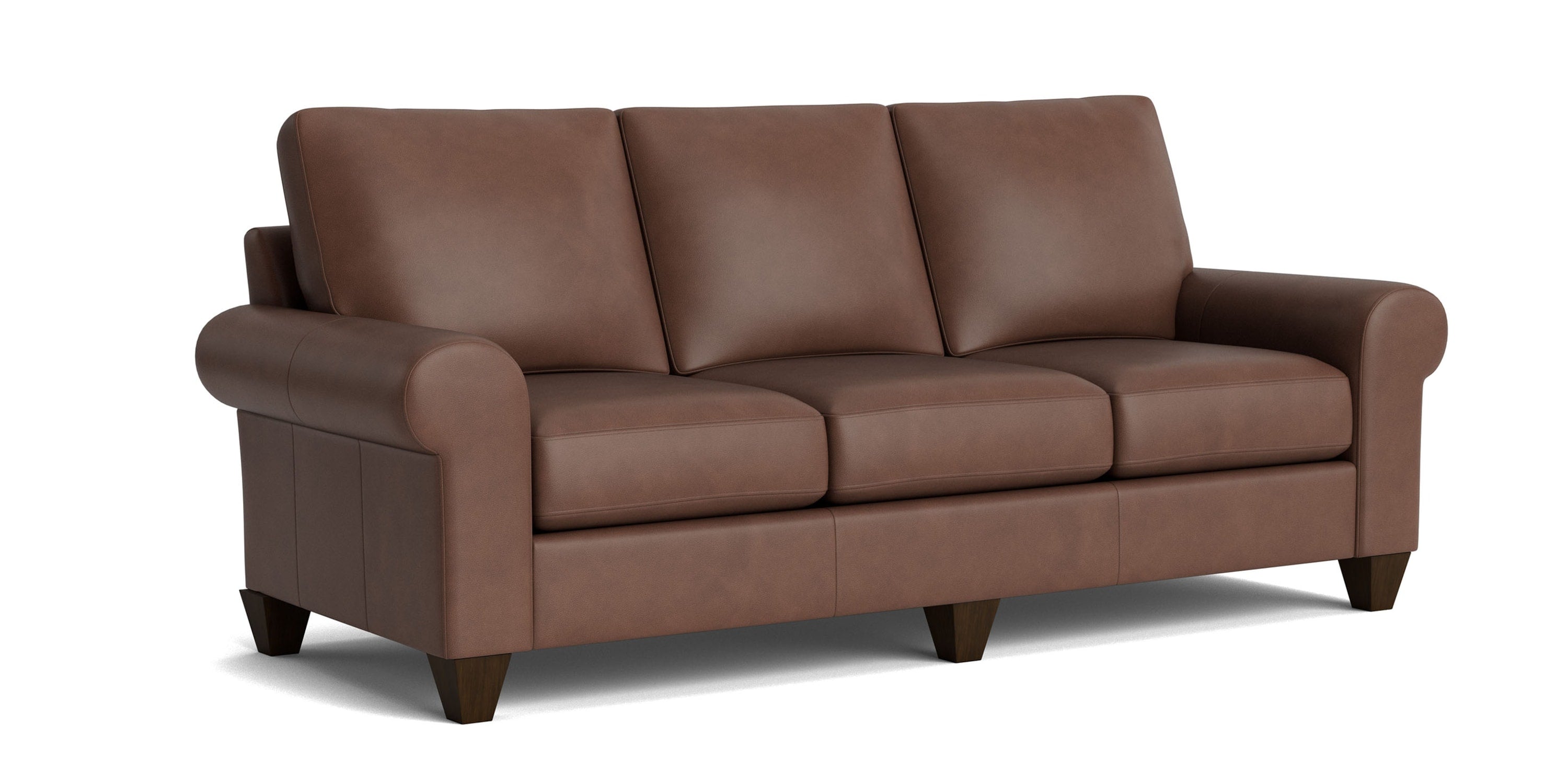 True Custom® Leather Large Roll Arm Sofa Bassett
