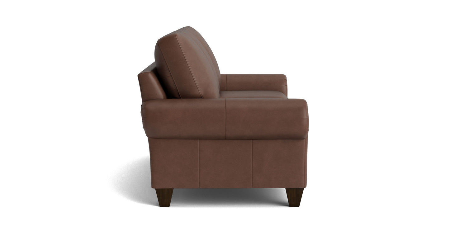 True Custom® Leather Large Panel Arm Sofa Bassett