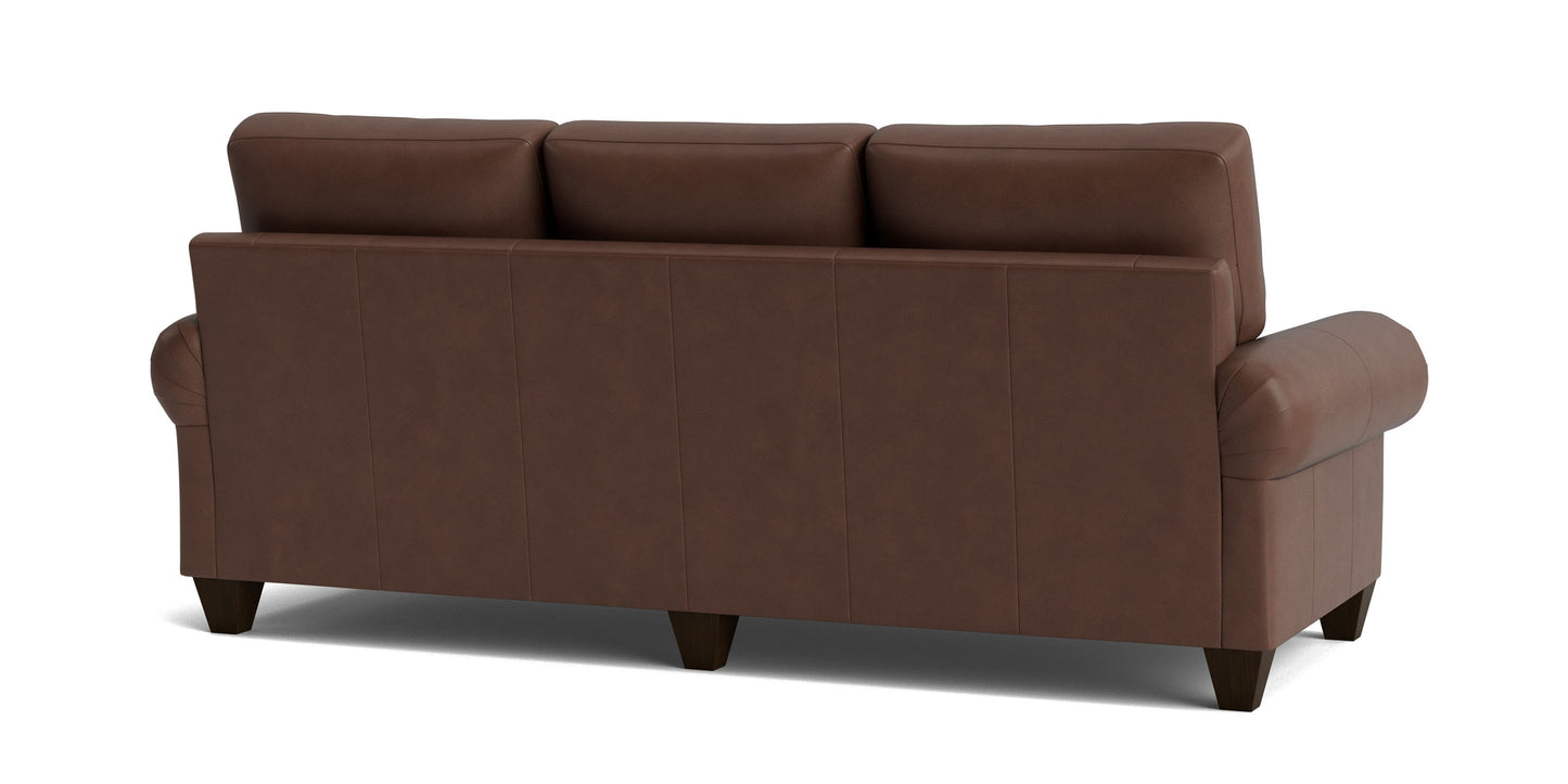 True Custom® Leather Large Panel Arm Sofa Bassett