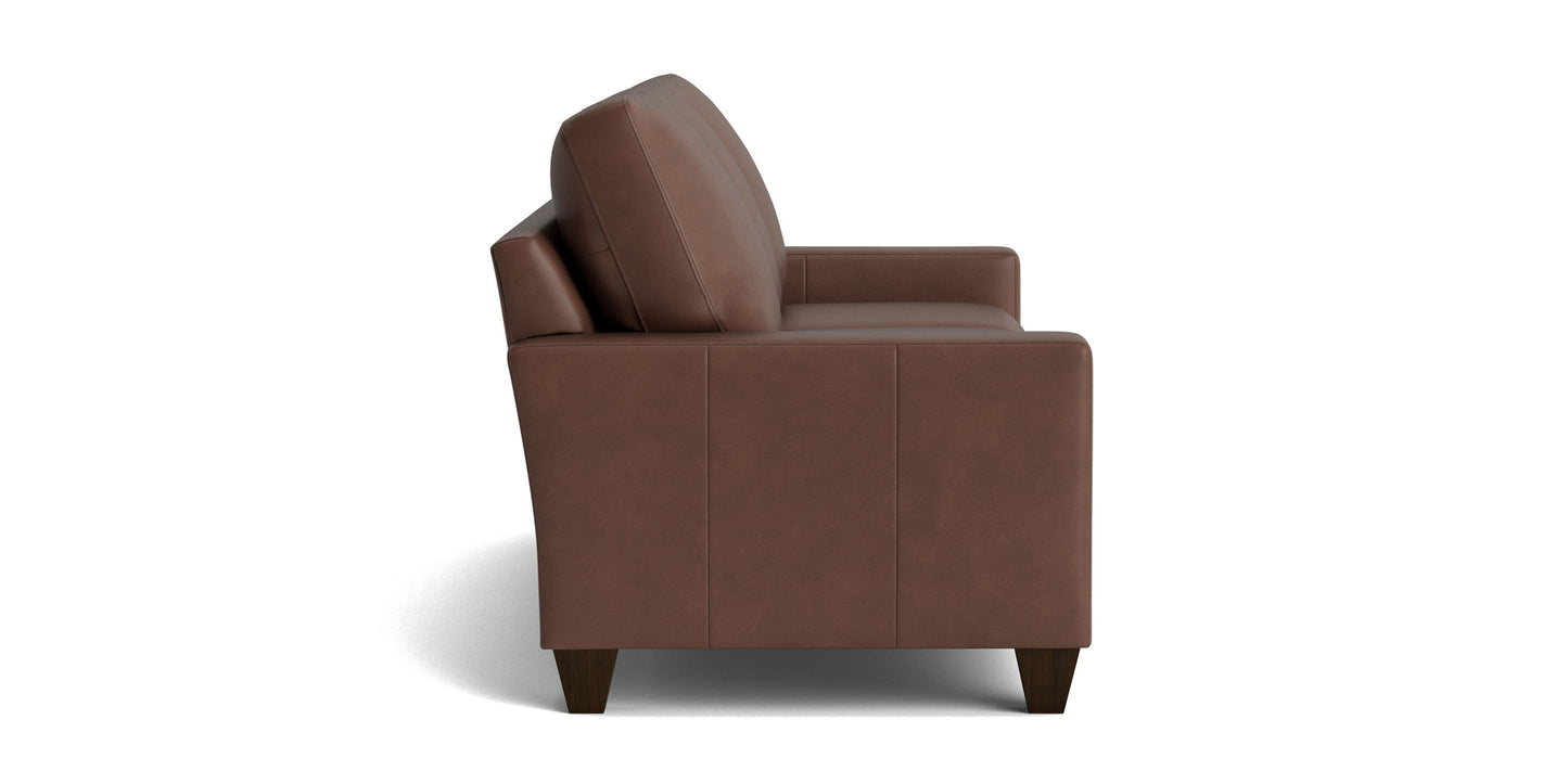 True Custom® Leather Large Track Arm Sofa Bassett
