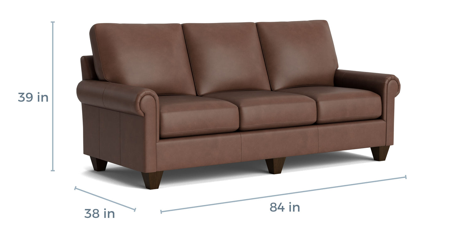 True Custom® Leather Panel Arm Sofa Bassett