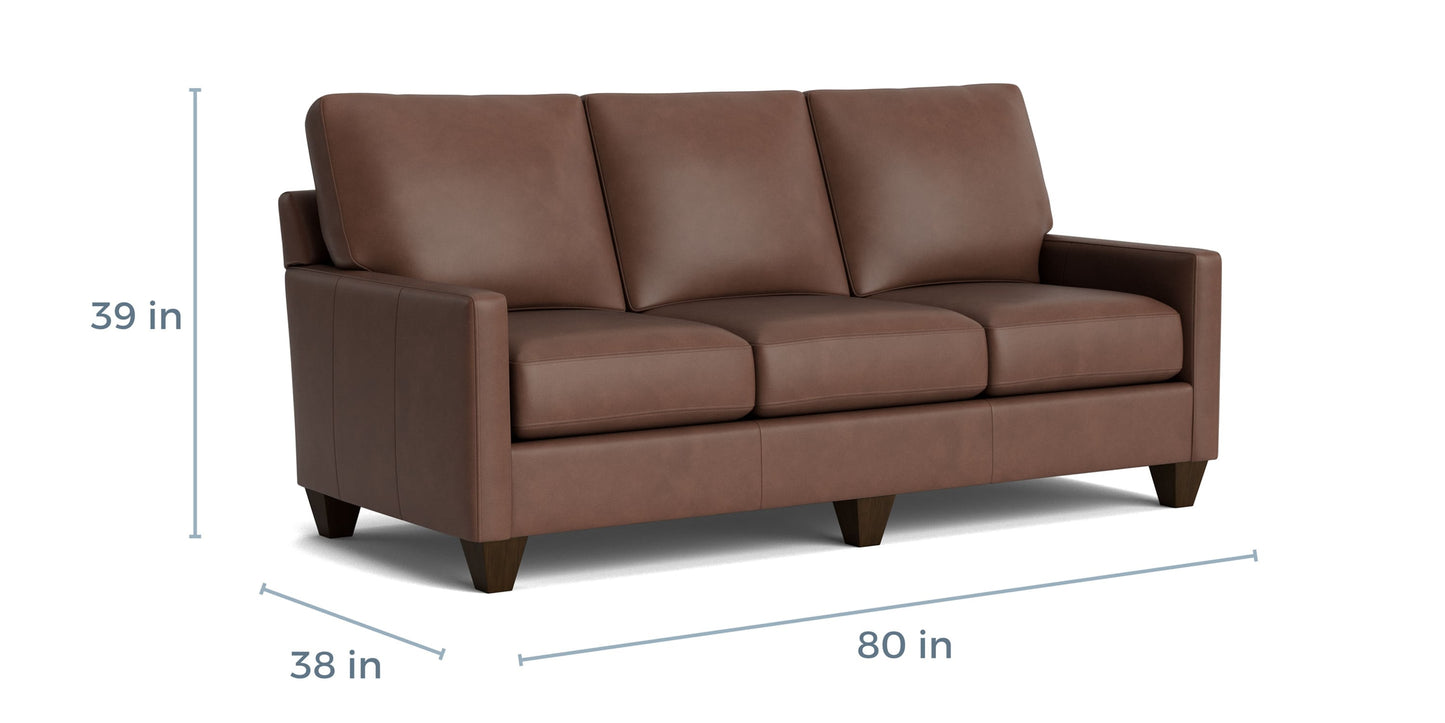 True Custom® Leather Track Arm Sofa Bassett