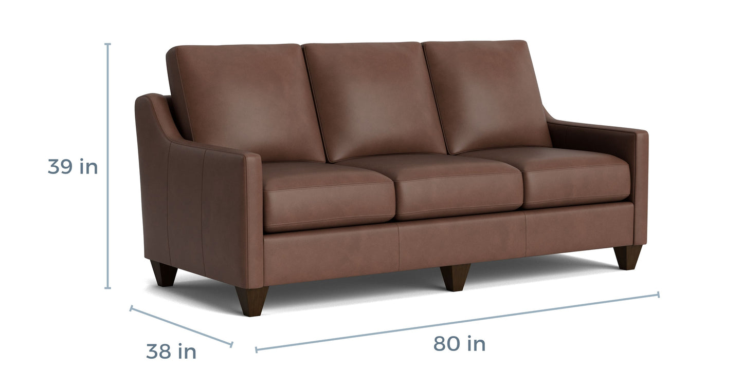 True Custom® Leather Slope Arm Sofa Bassett