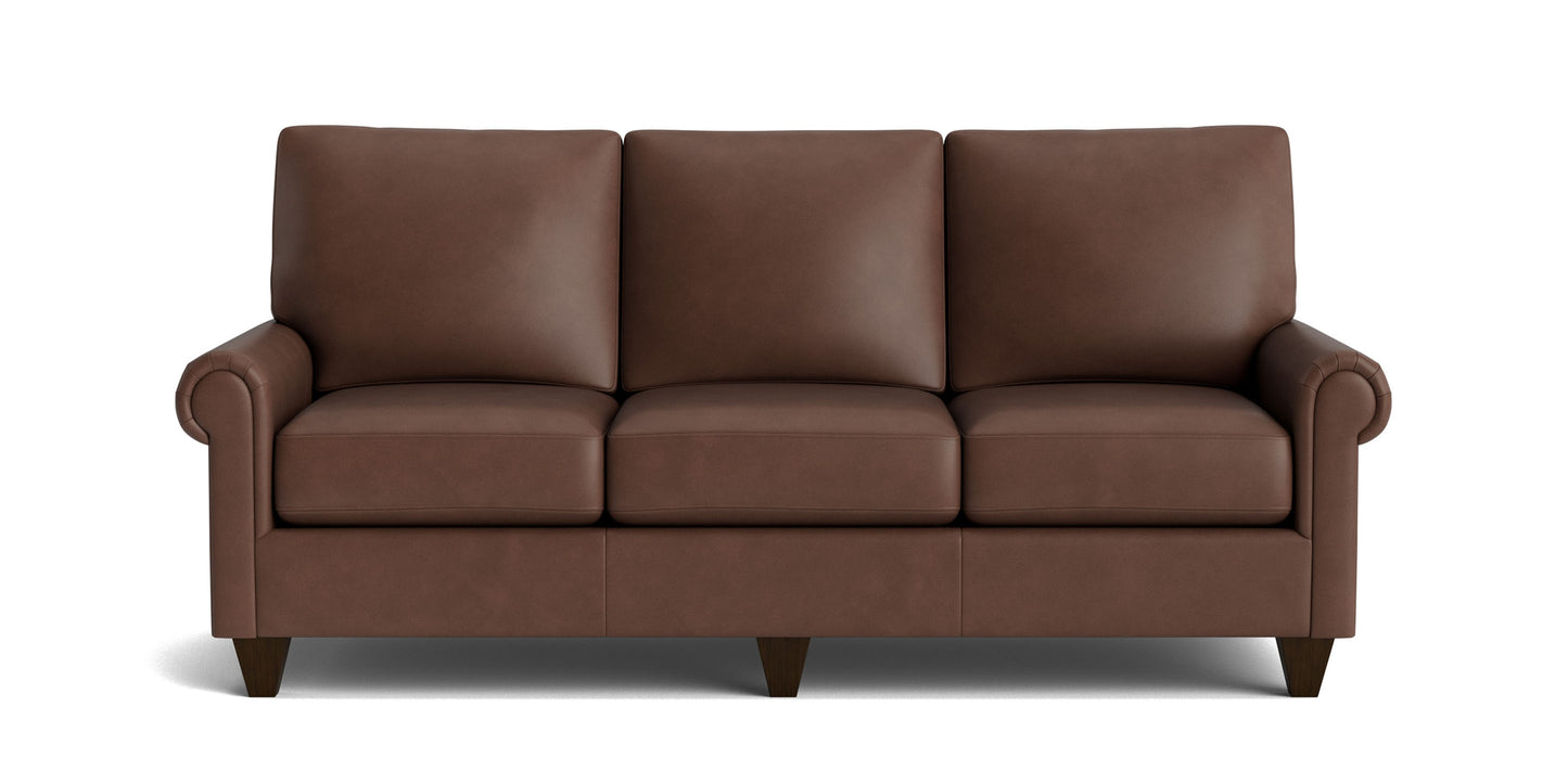 True Custom® Leather Panel Arm Sofa Bassett