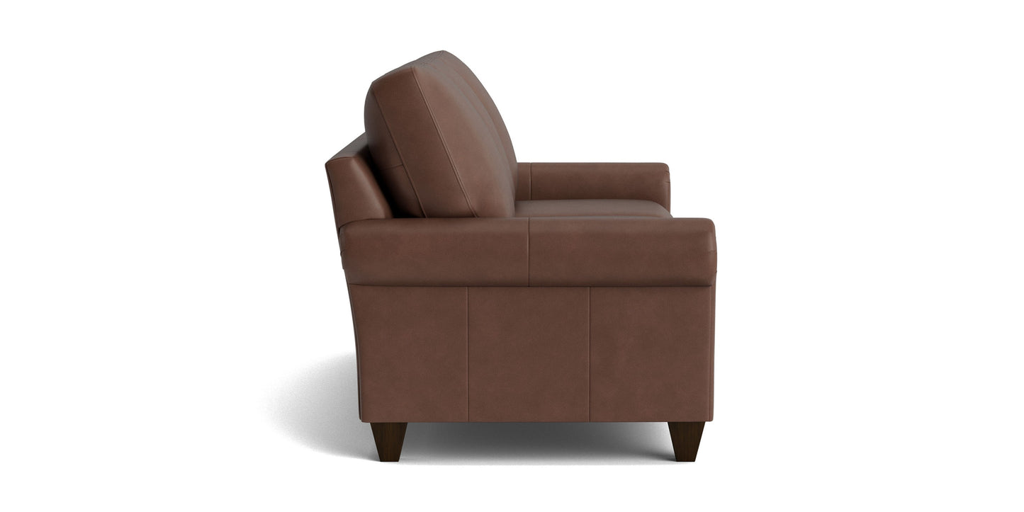 True Custom® Leather Panel Arm Sofa Bassett