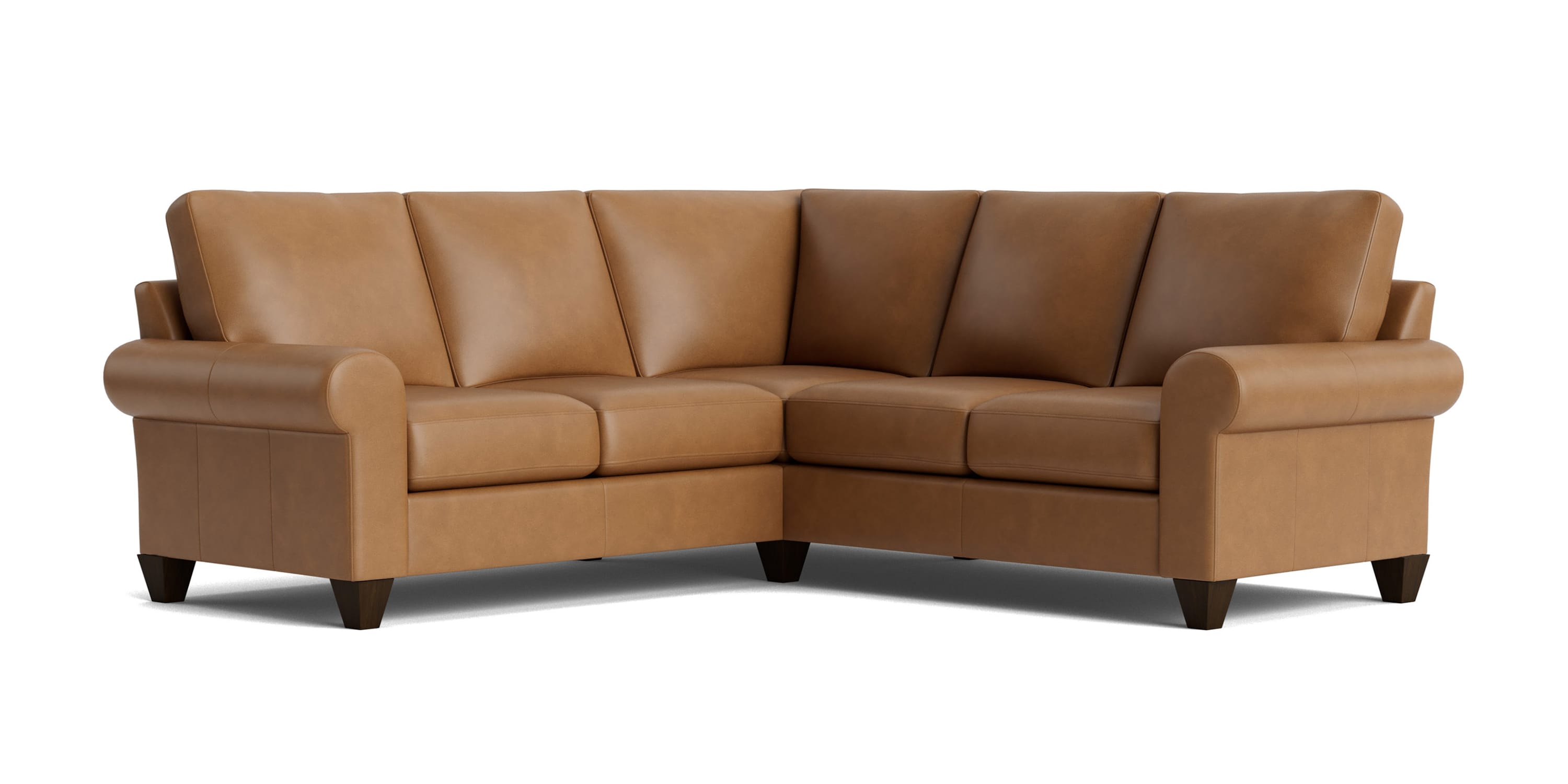 True Custom® Leather Large Roll Arm L-Shaped Sectional Bassett