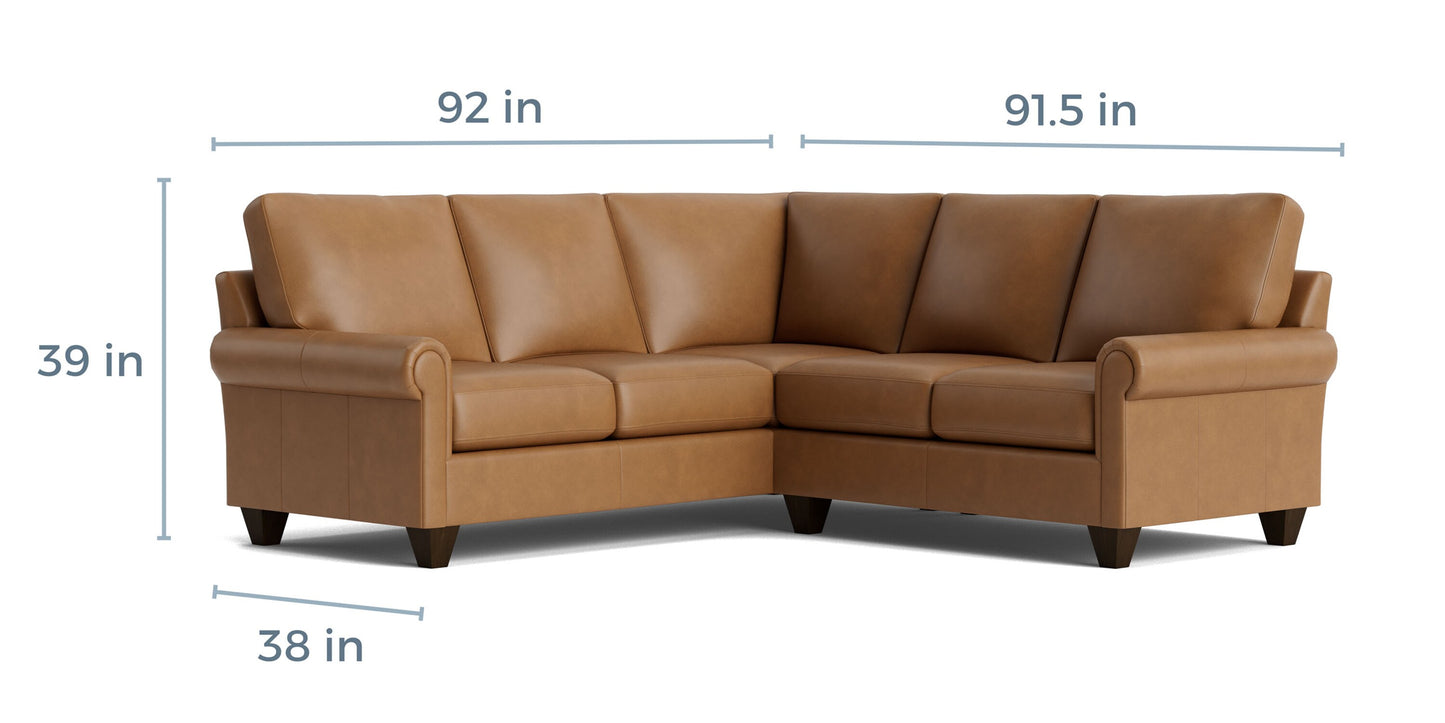 True Custom® Leather Panel Arm L-Shaped Sectional Bassett