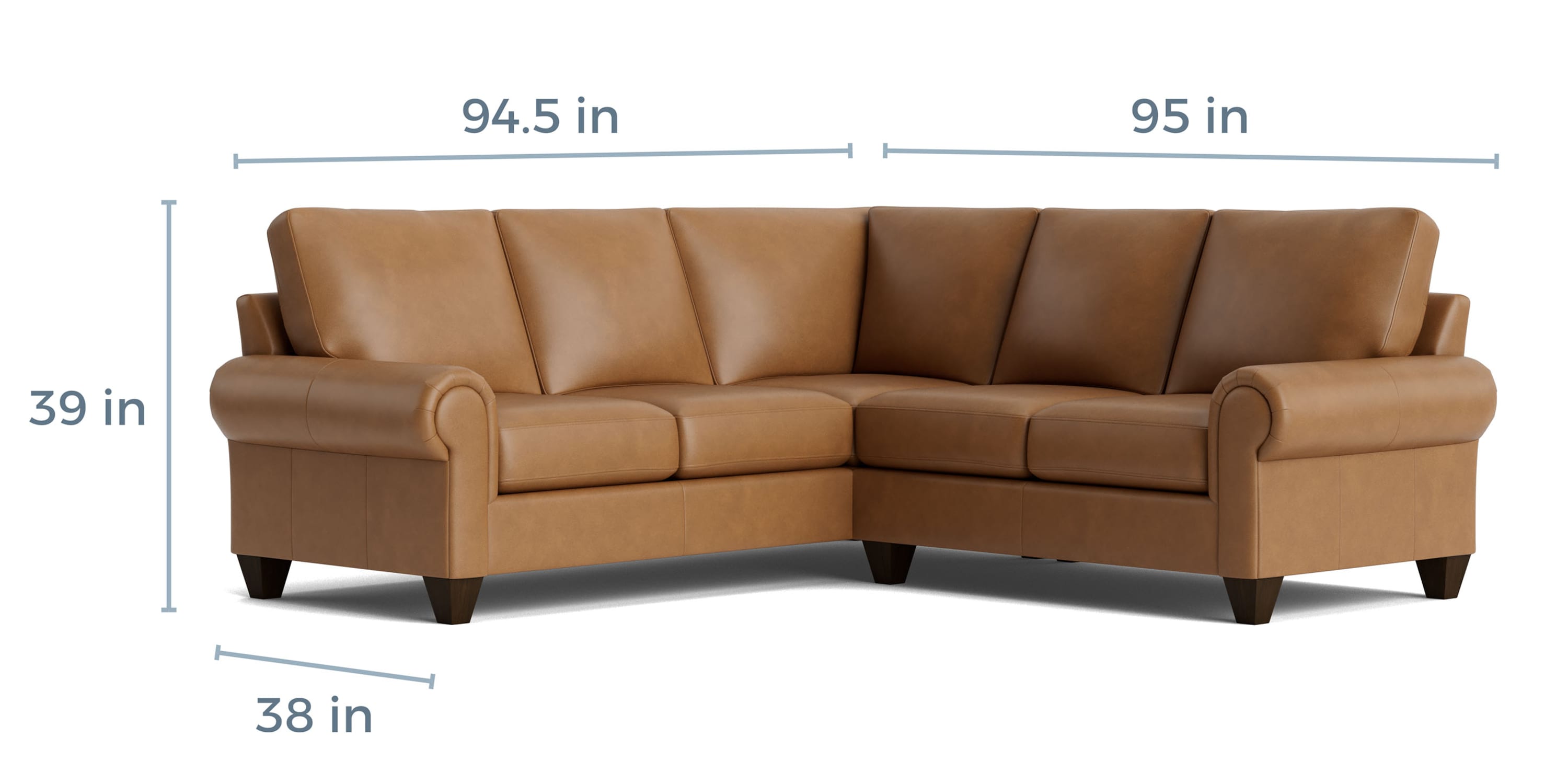 True Custom® Leather Large Panel Arm L-Shaped Sectional Bassett
