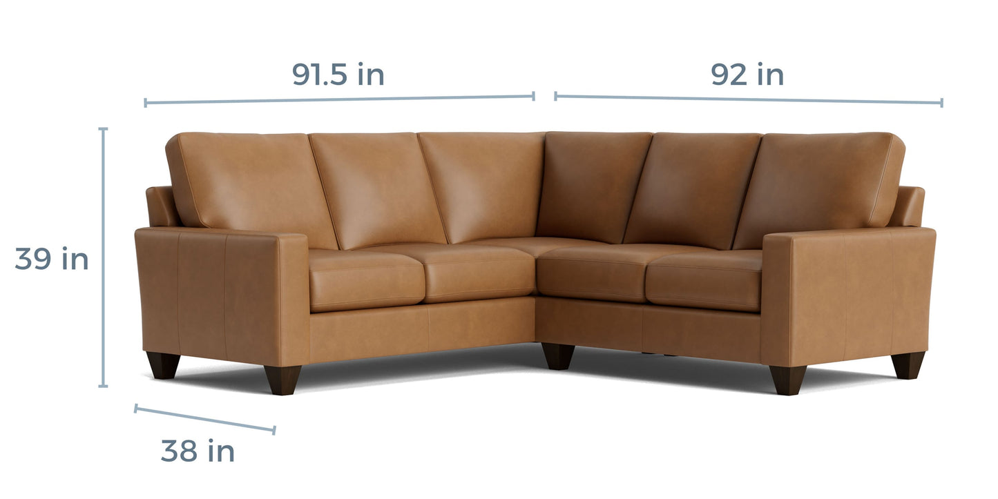 True Custom® Leather Large Track Arm L-Shaped Sectional Bassett