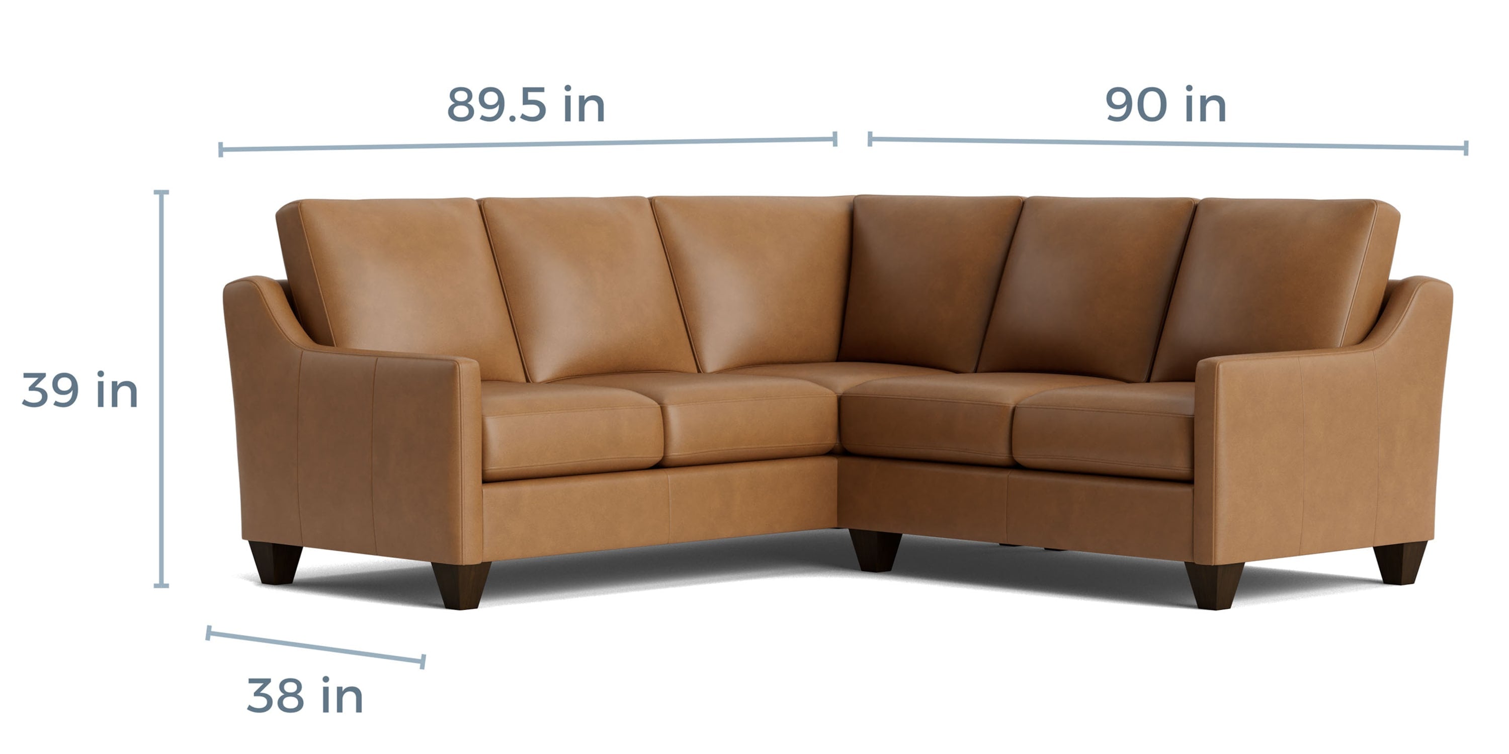 True Custom® Leather Slope Arm L-Shaped Sectional Bassett