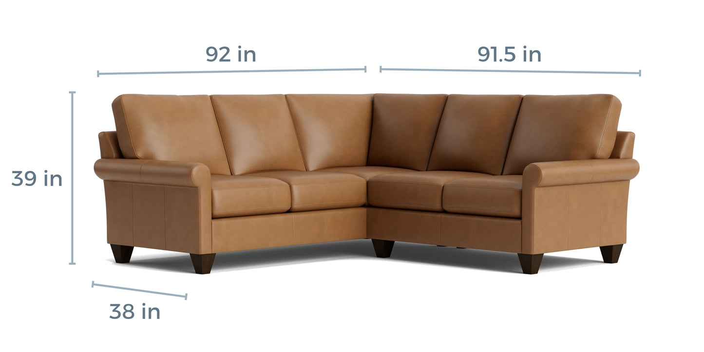 True Custom® Leather Roll Arm L-Shaped Sectional Bassett