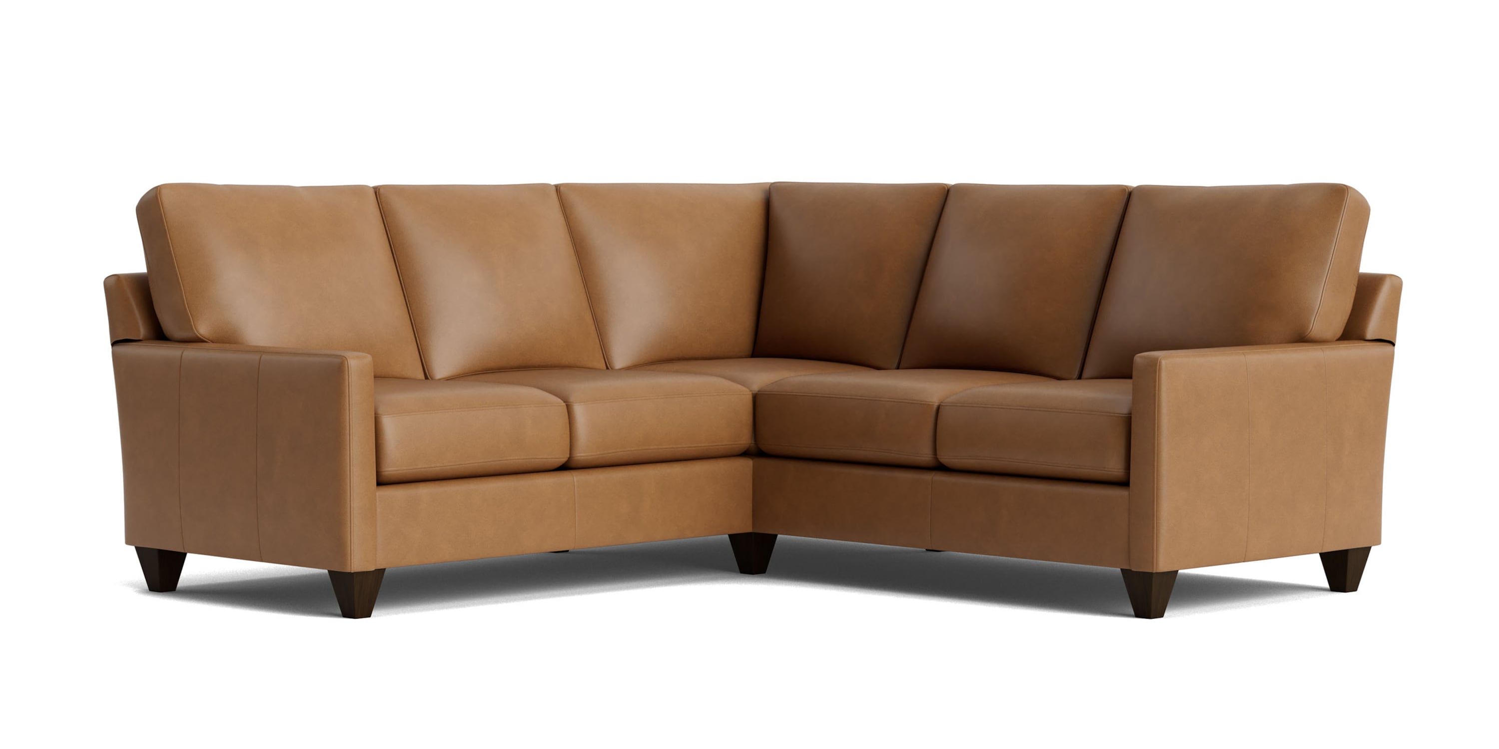 True Custom® Leather Track Arm L-Shaped Sectional Bassett