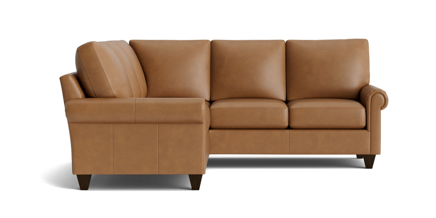 True Custom® Leather Panel Arm L-Shaped Sectional Bassett