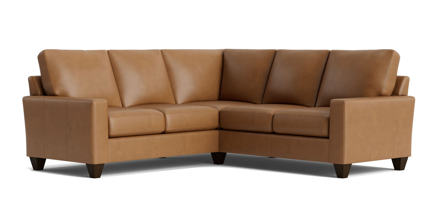 True Custom® Leather Large Track Arm L-Shaped Sectional Bassett