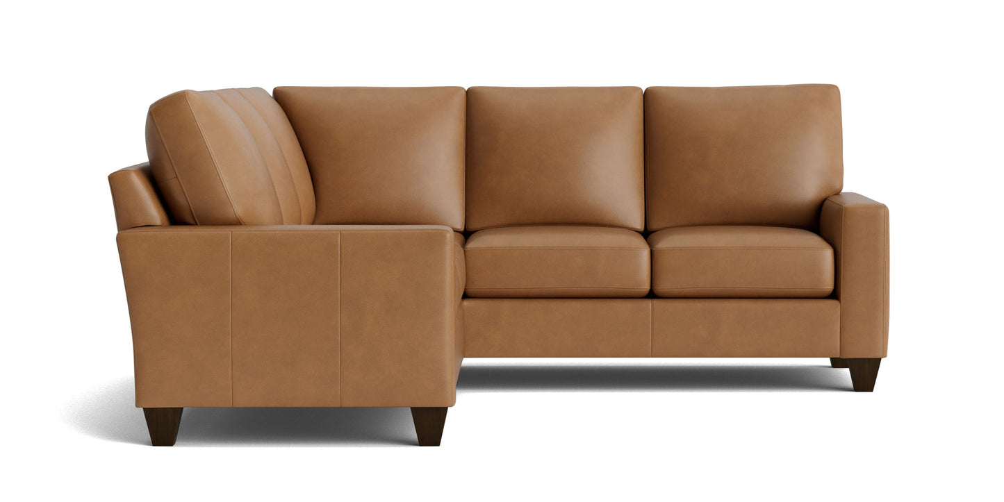 True Custom® Leather Large Track Arm L-Shaped Sectional Bassett
