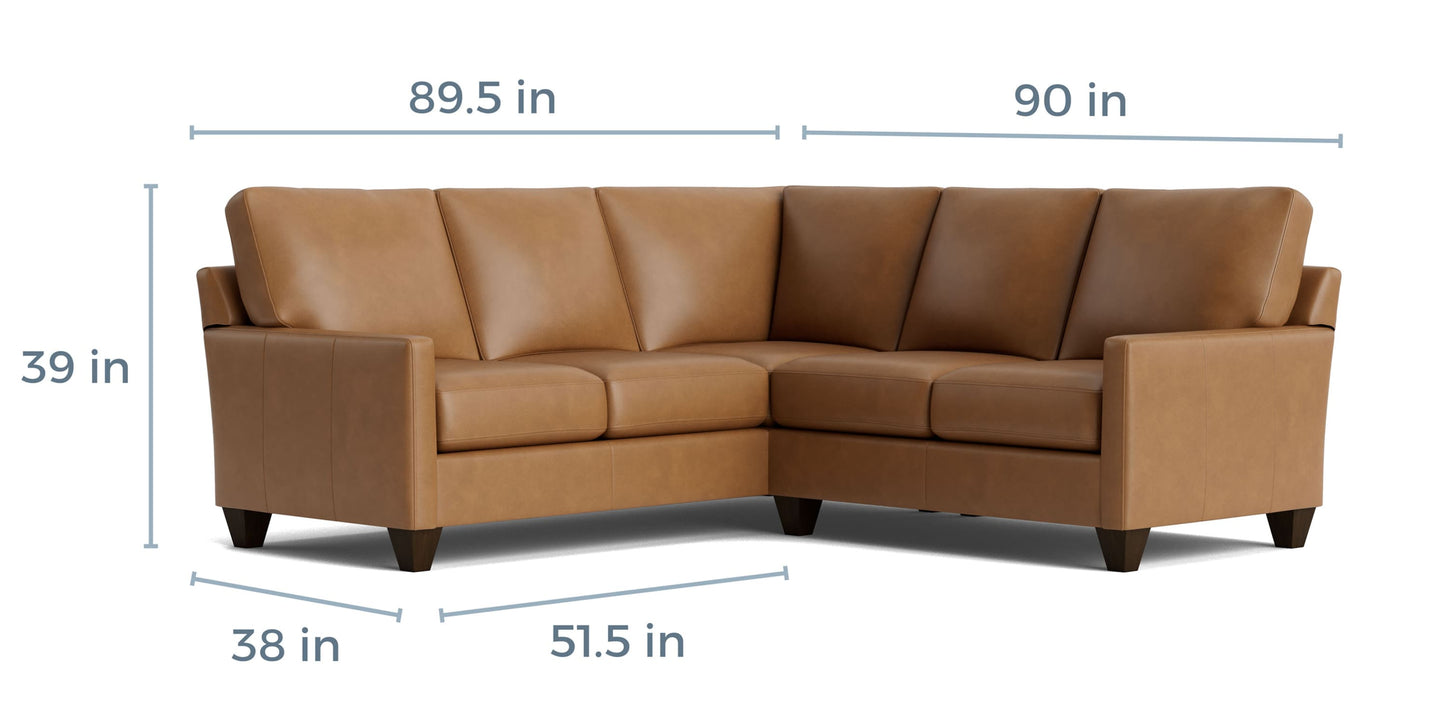 True Custom® Leather Track Arm L-Shaped Sectional Bassett