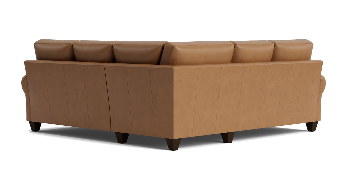 True Custom® Leather Large Panel Arm L-Shaped Sectional Bassett
