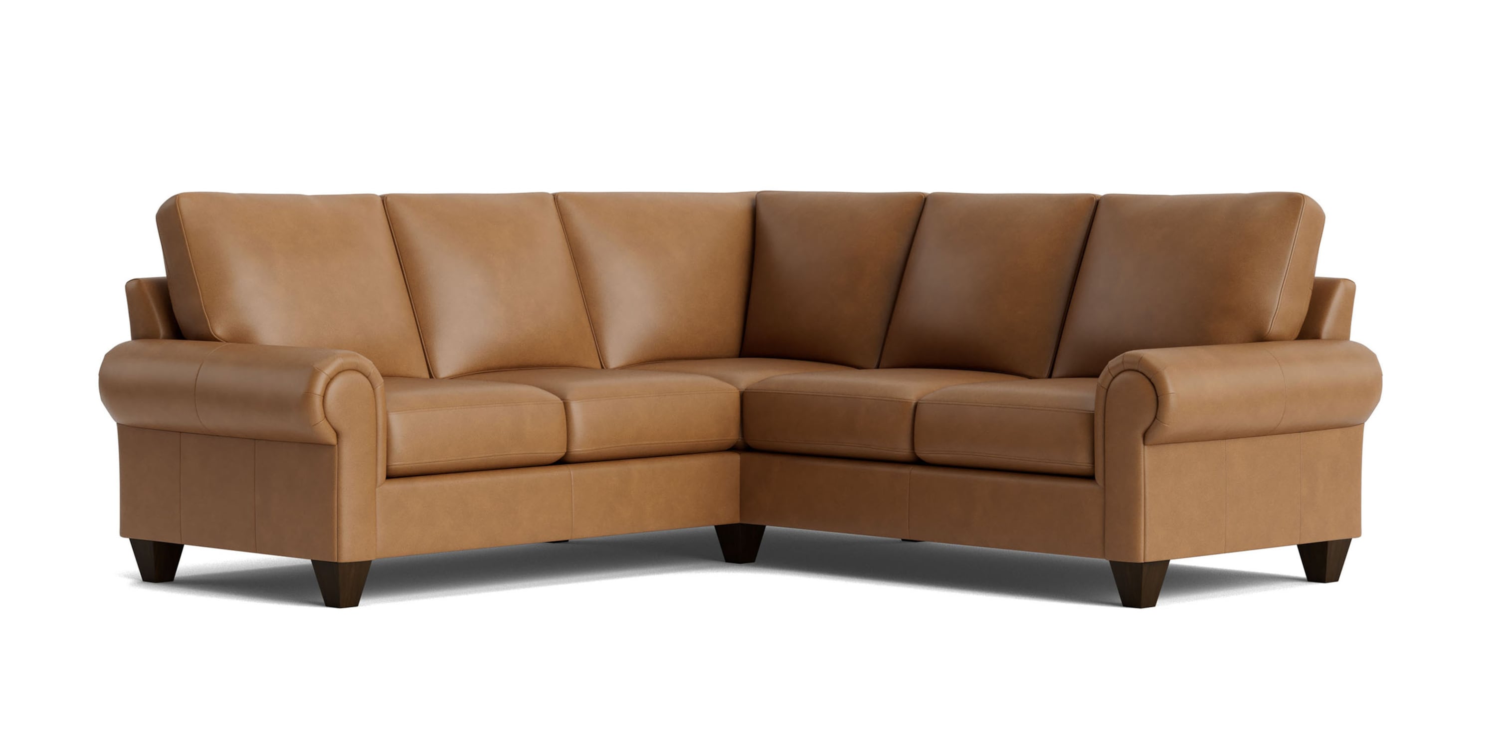 True Custom® Leather Large Panel Arm L-Shaped Sectional Bassett