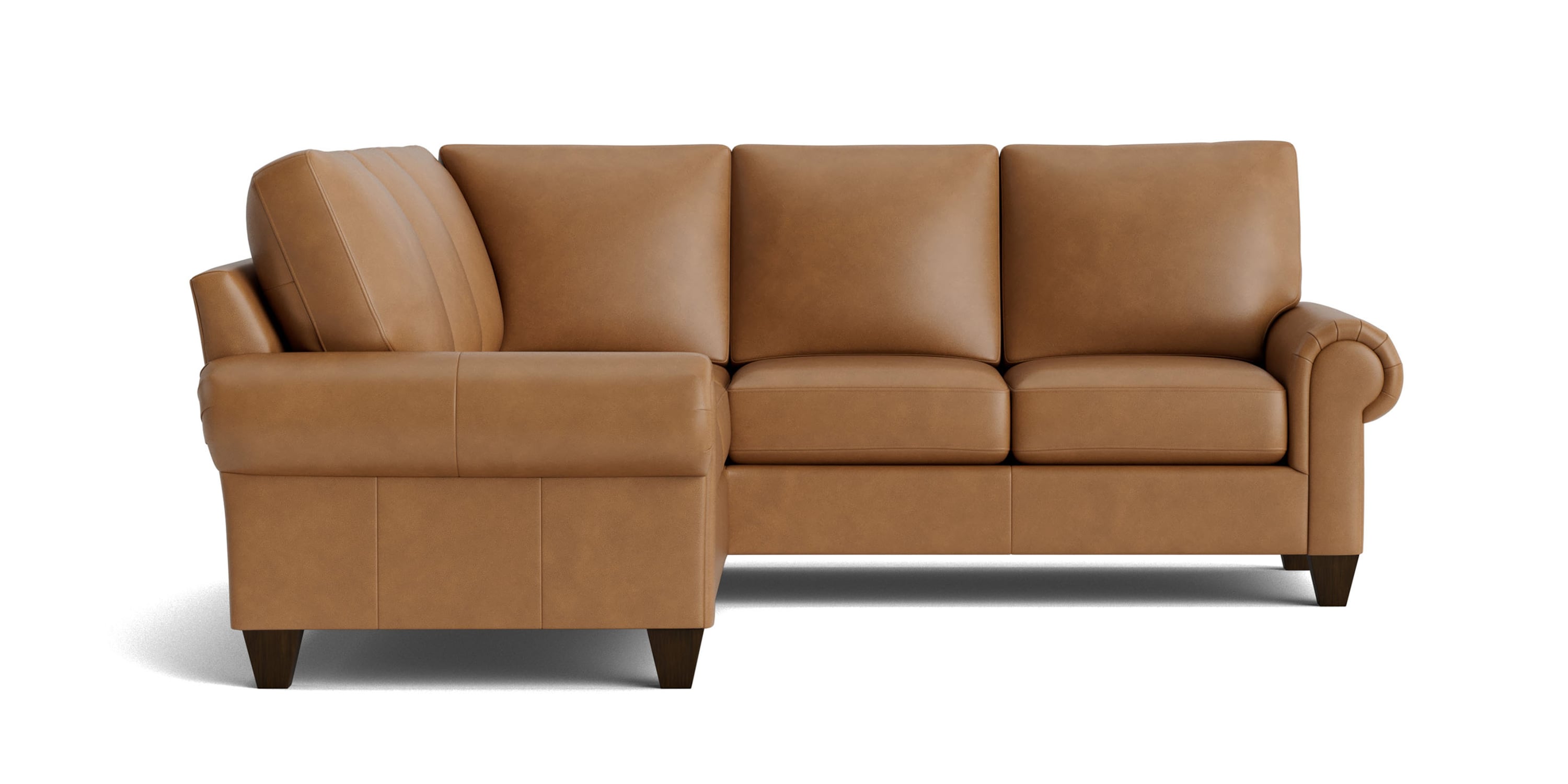 True Custom® Leather Large Panel Arm L-Shaped Sectional Bassett