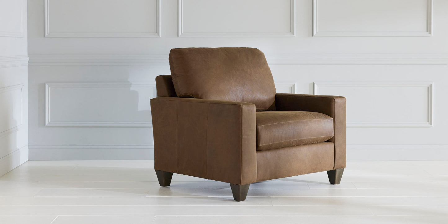 True Custom® Leather Track Arm Chair and a Half Bassett