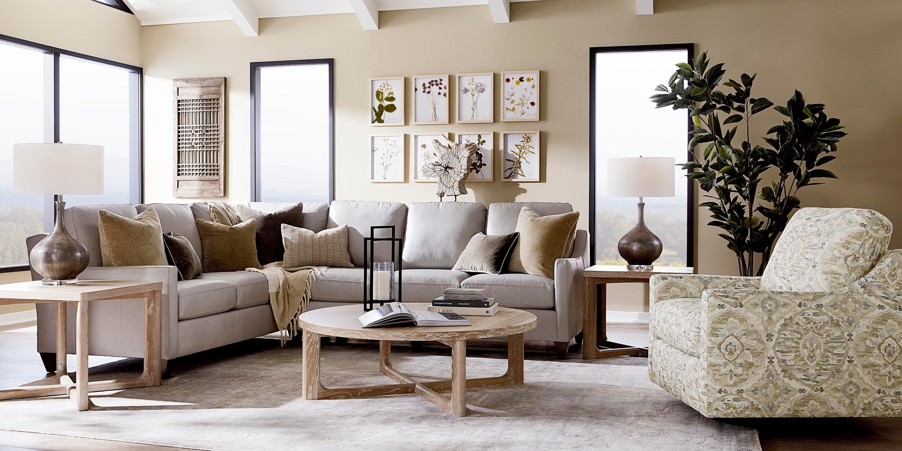 True Custom® Leather Slope Arm L-Shaped Sectional Bassett