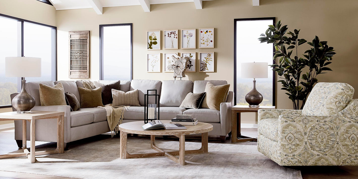True Custom® Leather Slope Arm L-Shaped Sectional Bassett