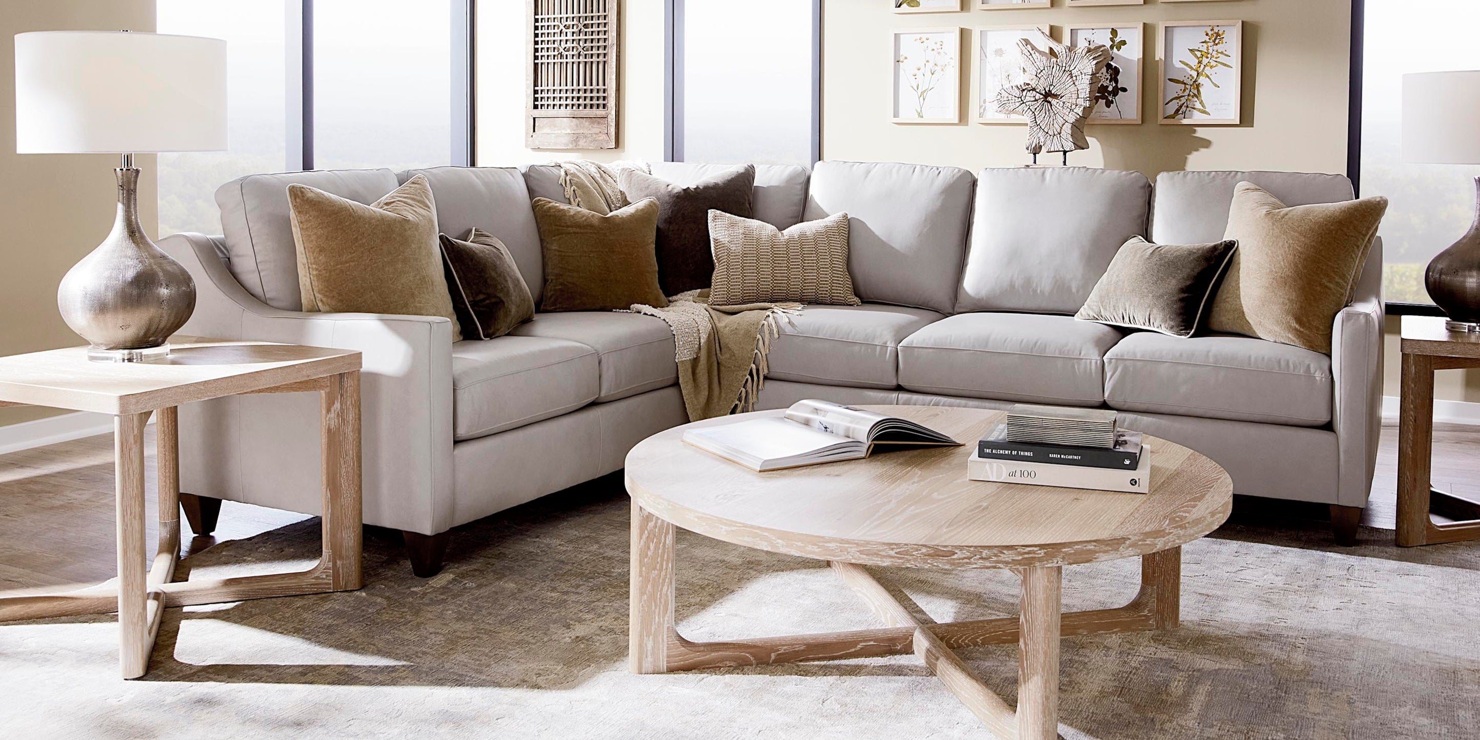True Custom® Leather Slope Arm L-Shaped Sectional Bassett