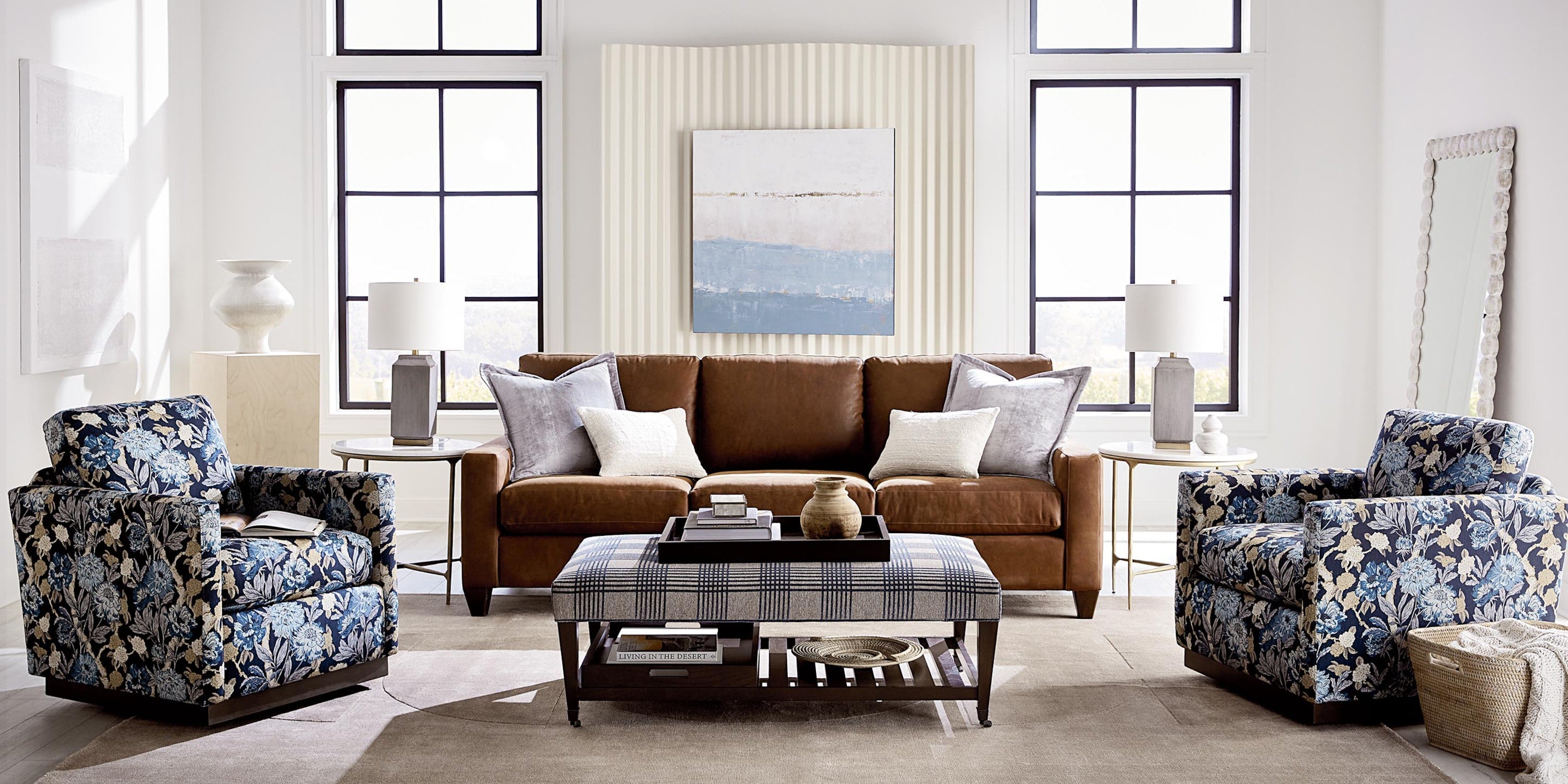 Bassett Mirror True Custom Leather Track Arm Sofa - Thumbnail 2
