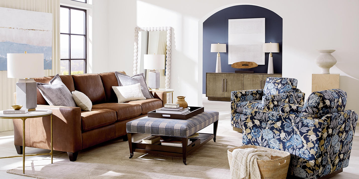 True Custom® Leather Large Track Arm Sofa Bassett