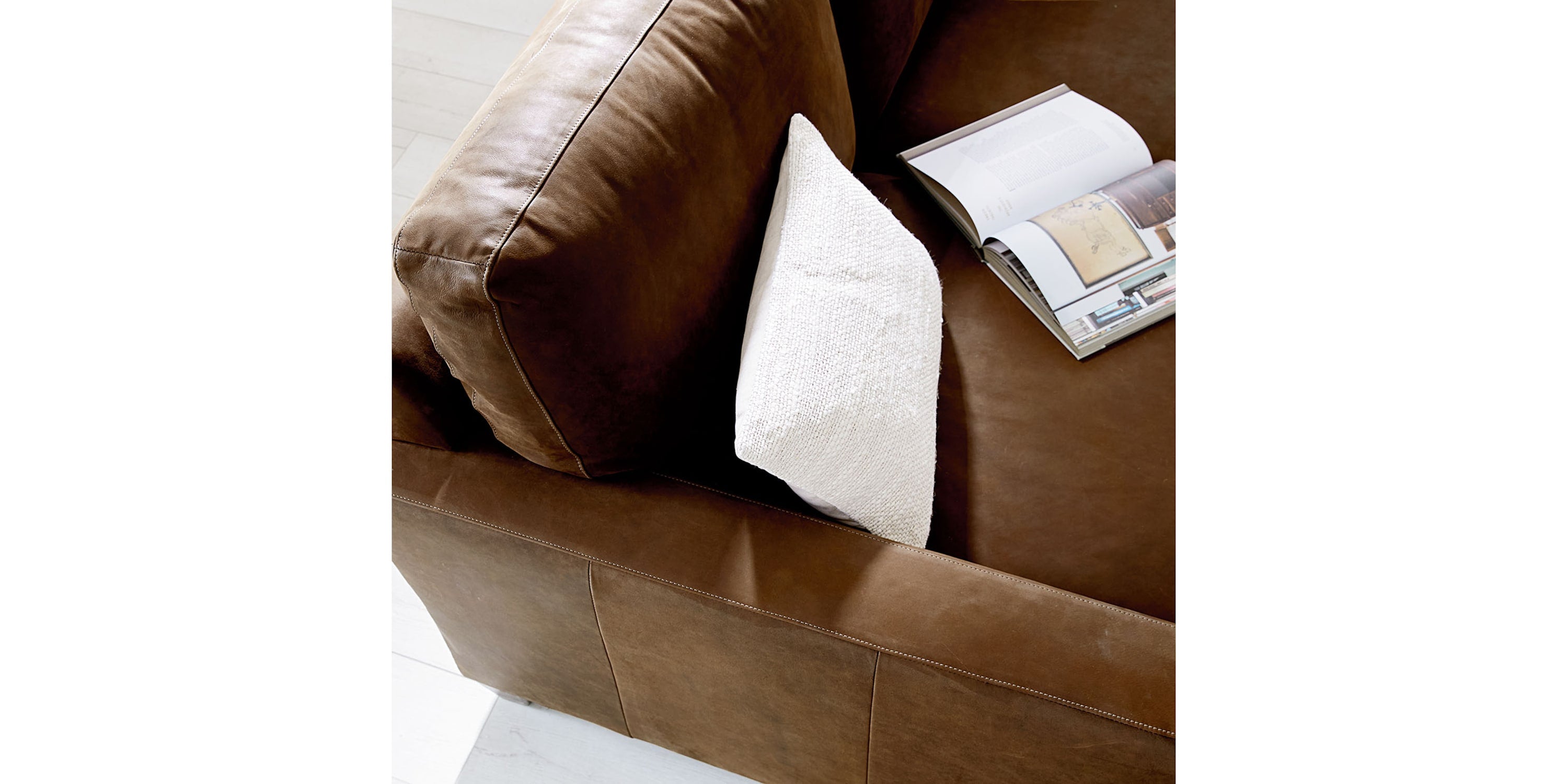 True Custom® Leather Large Track Arm Sofa Bassett