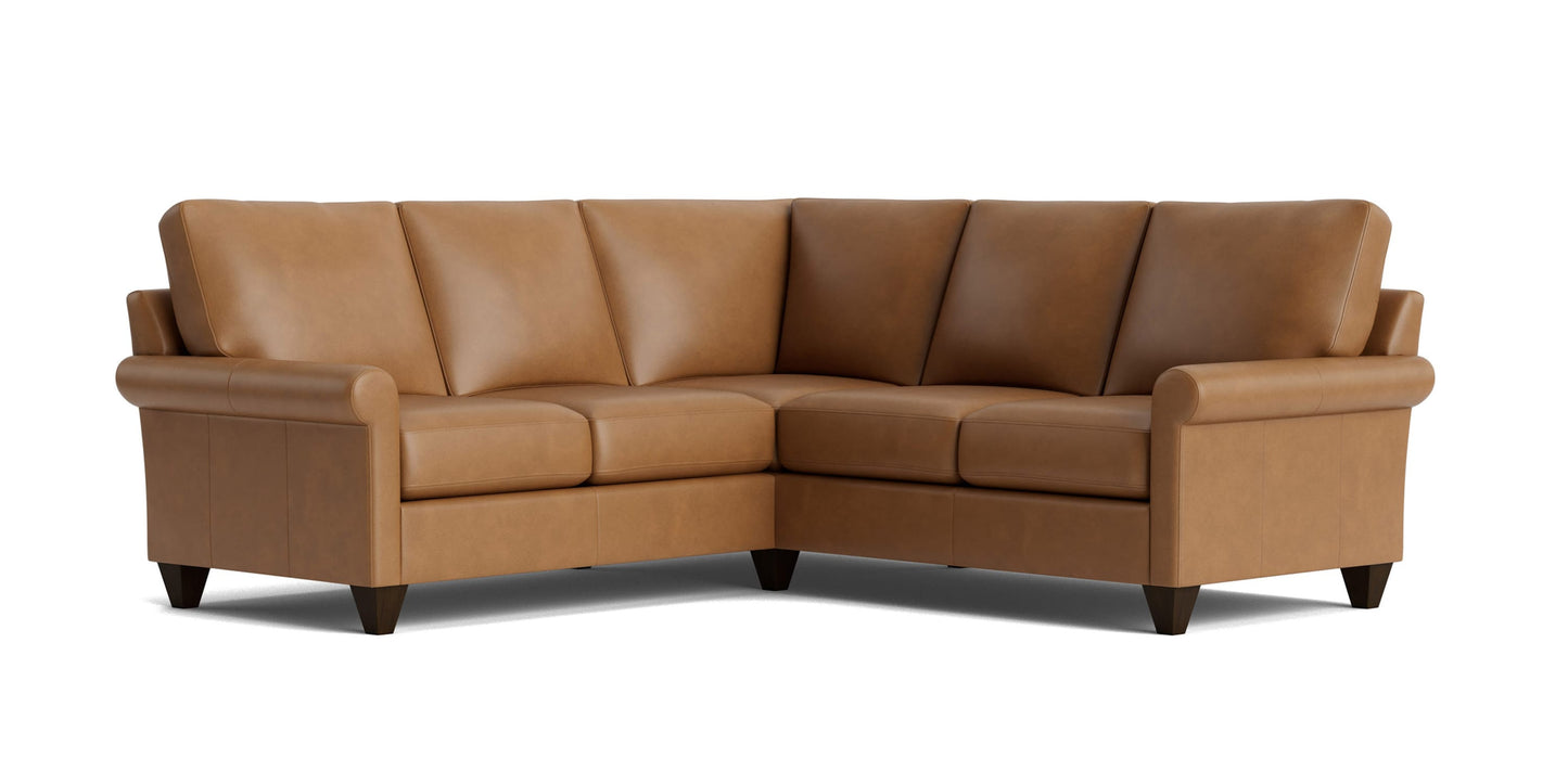 True Custom® Leather Roll Arm L-Shaped Sectional Bassett