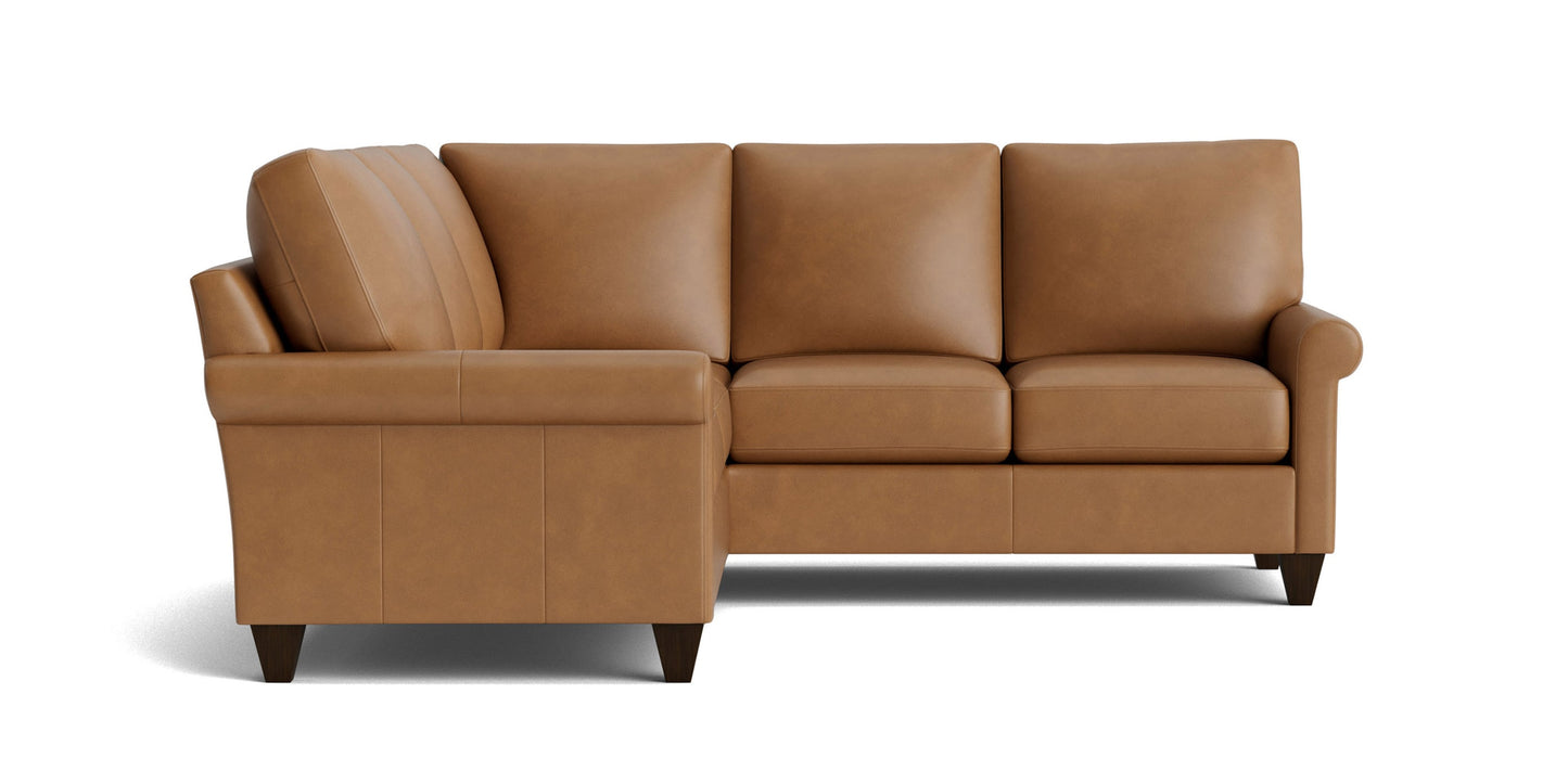 True Custom® Leather Roll Arm L-Shaped Sectional Bassett