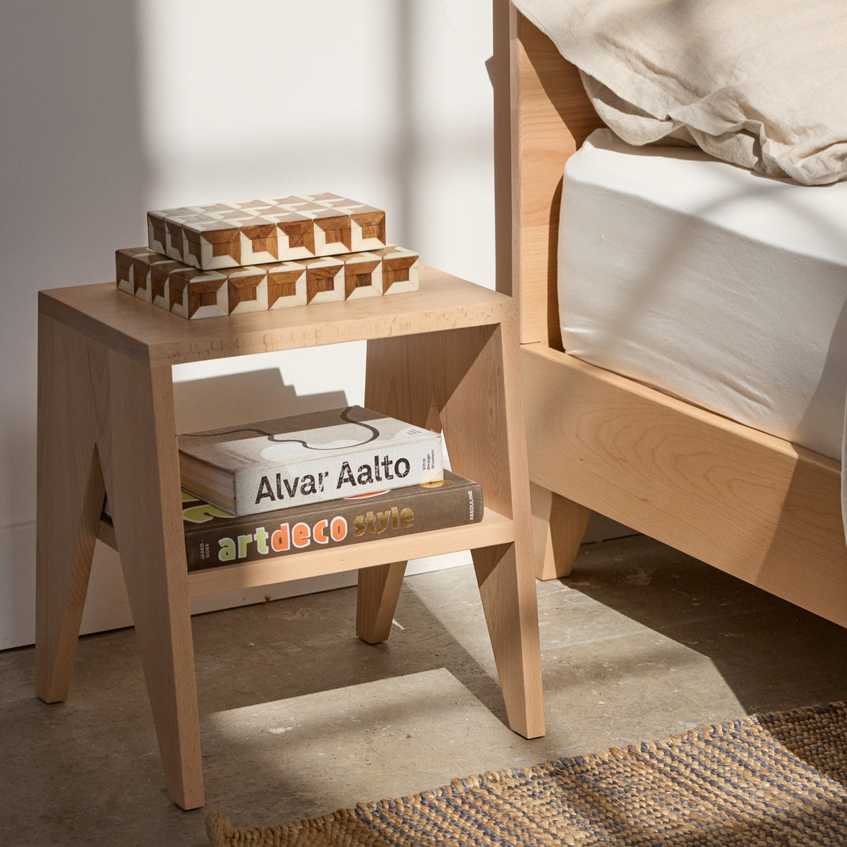 Avocado City Nightstand — Solid Wood, Blonde or Walnut, Ships Assembled
