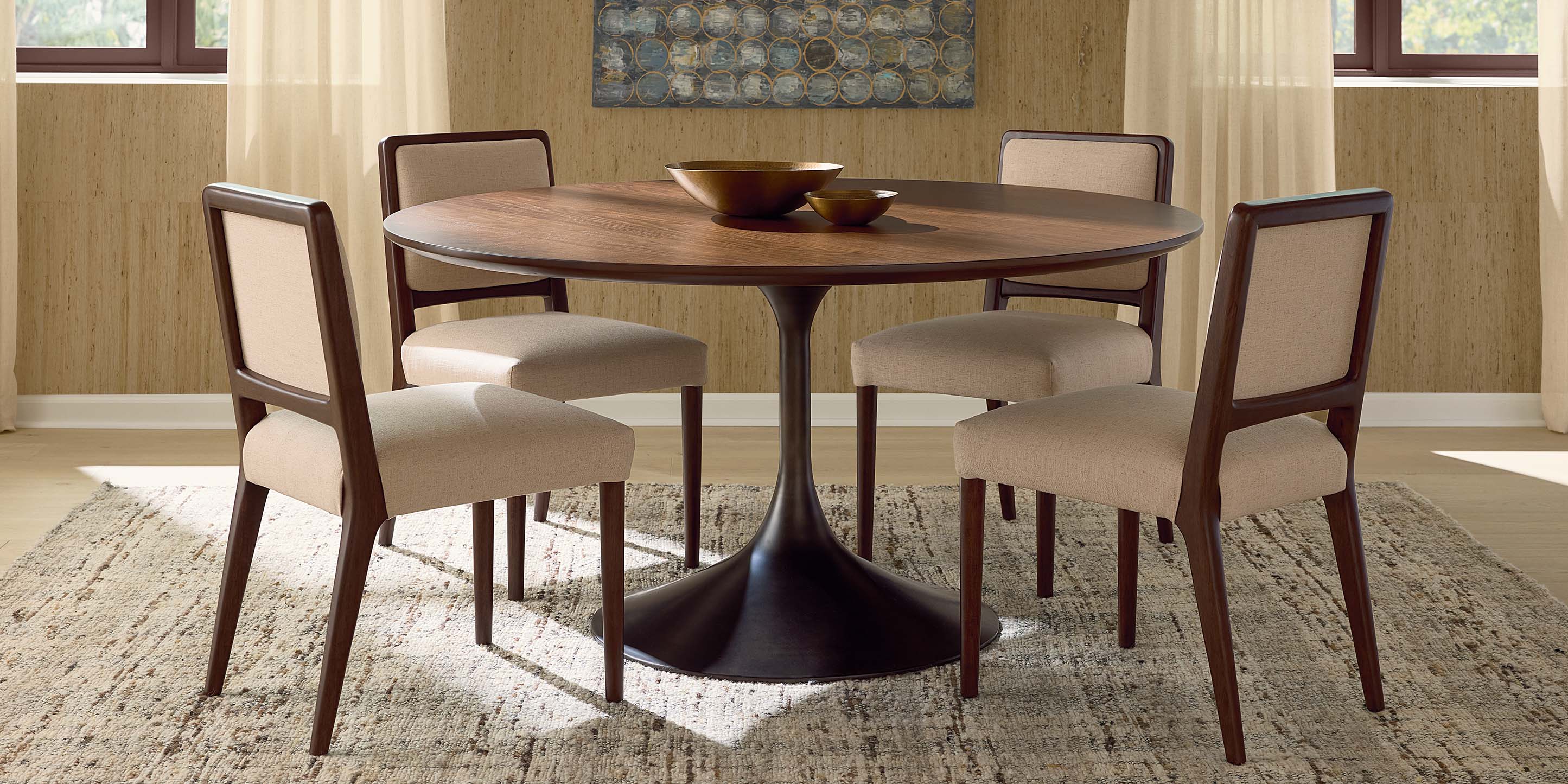 Bassett Copenhagen 60" Round Dining Table Top — Walnut, Made in USA Bassett Dining Table