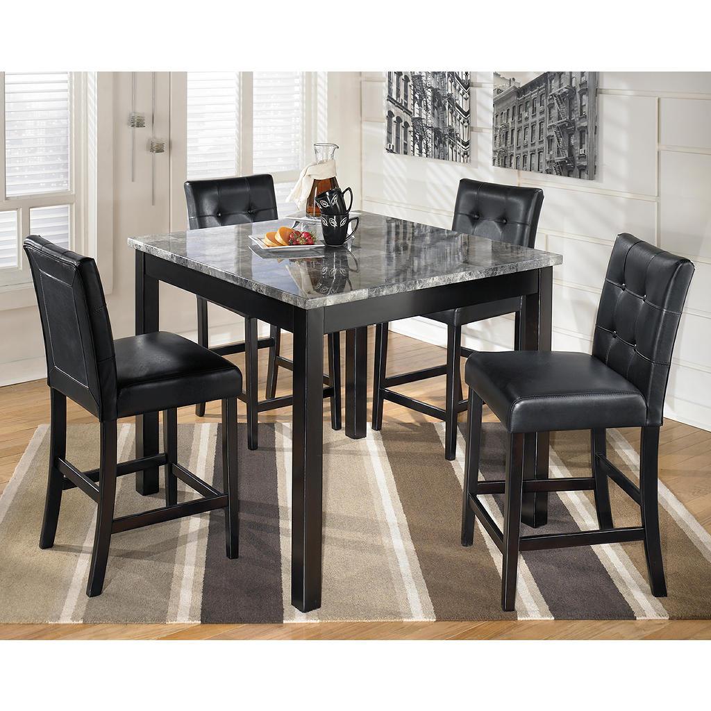 Maysville Counter Table and 4 Bar Stools — Black 5-Piece Set Signature Design by Ashley® Bar Furniture