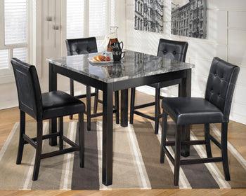 Maysville Counter Table and 4 Bar Stools — Black 5-Piece Set Signature Design by Ashley® Bar Furniture