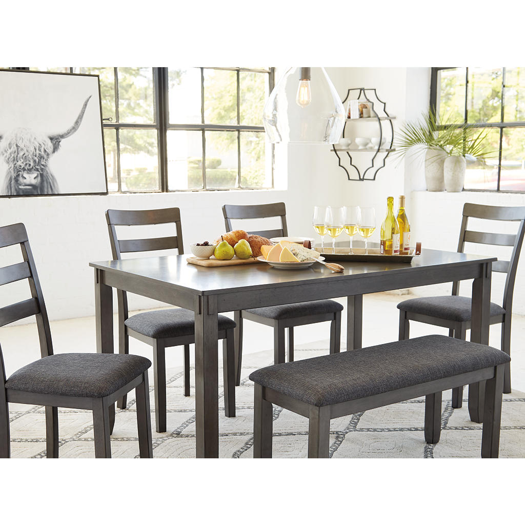 Bridson Dining Table and Chairs with Bench (Set of 6) Signature Design by Ashley®