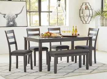 Bridson Dining Table and Chairs with Bench (Set of 6) Signature Design by Ashley®
