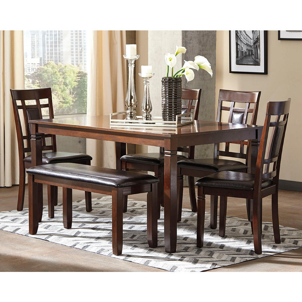 Bennox Dining Table and Chairs with Bench (Set of 6) Signature Design by Ashley®