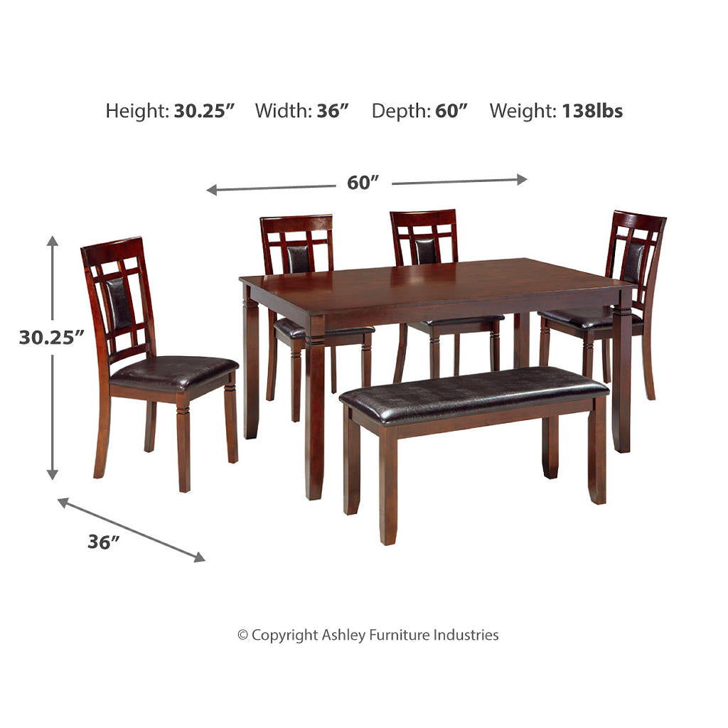Bennox Dining Table and Chairs with Bench (Set of 6) Signature Design by Ashley®