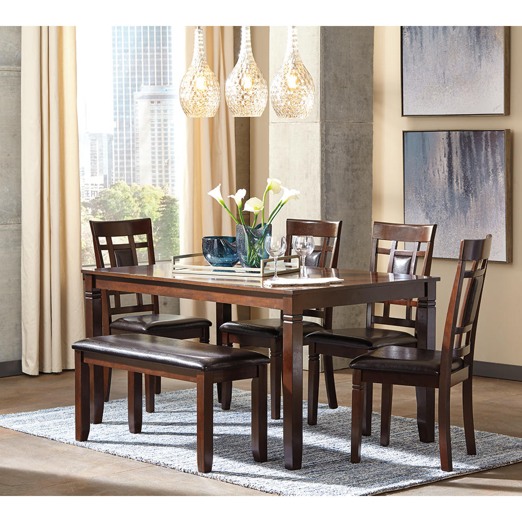 Bennox Dining Table and Chairs with Bench (Set of 6) Signature Design by Ashley®