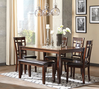 Bennox Dining Table and Chairs with Bench (Set of 6) Signature Design by Ashley®