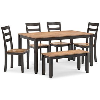 Gesthaven 6-Piece Dining Set with Bench — Natural/Brown Signature Design by Ashley®