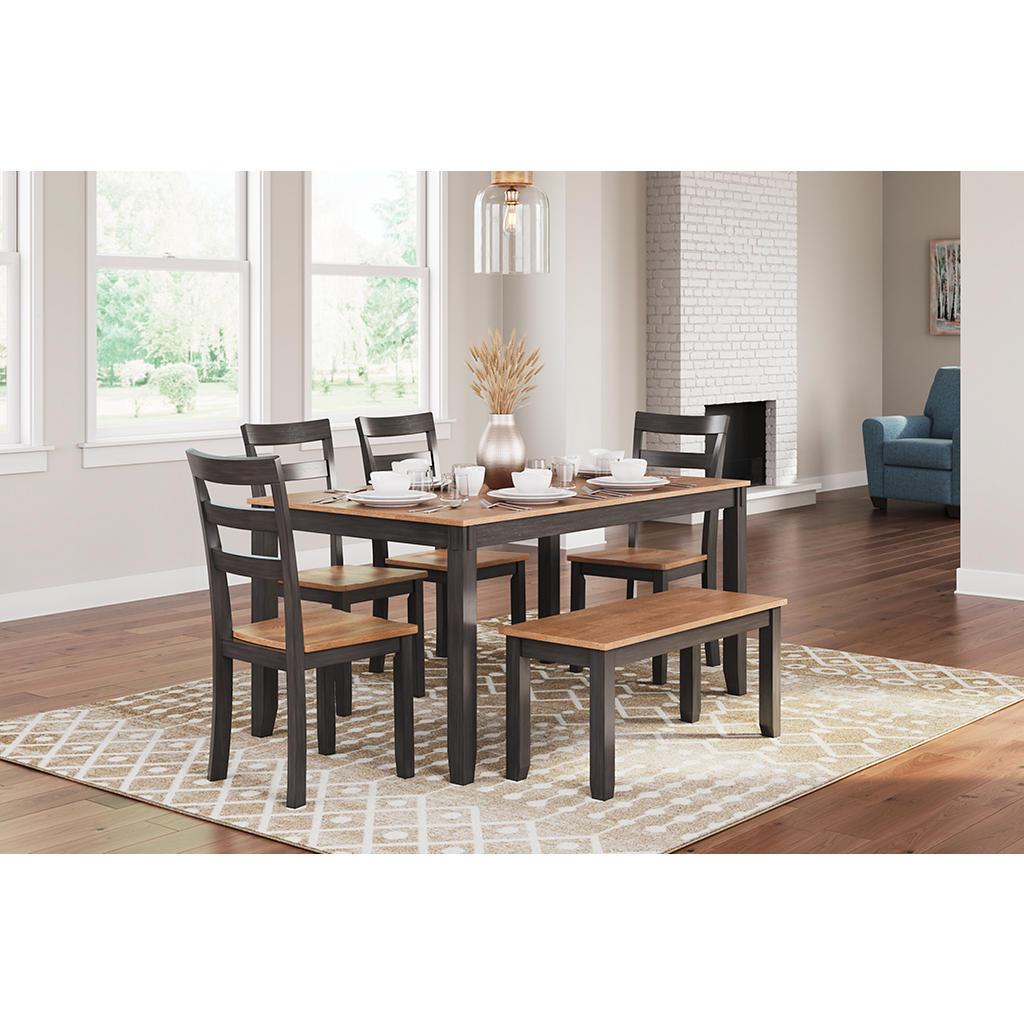 Gesthaven 6-Piece Dining Set with Bench — Natural/Brown Signature Design by Ashley®