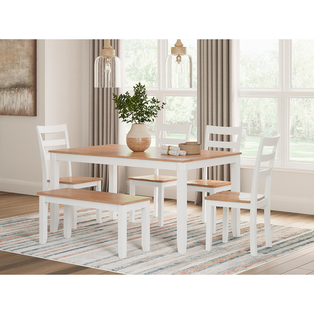 Gesthaven Dining Table with 4 Chairs and Bench (Set of 6) Signature Design by Ashley®