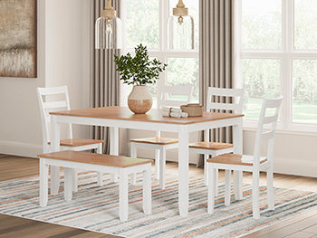 Gesthaven Dining Table with 4 Chairs and Bench (Set of 6) Signature Design by Ashley®