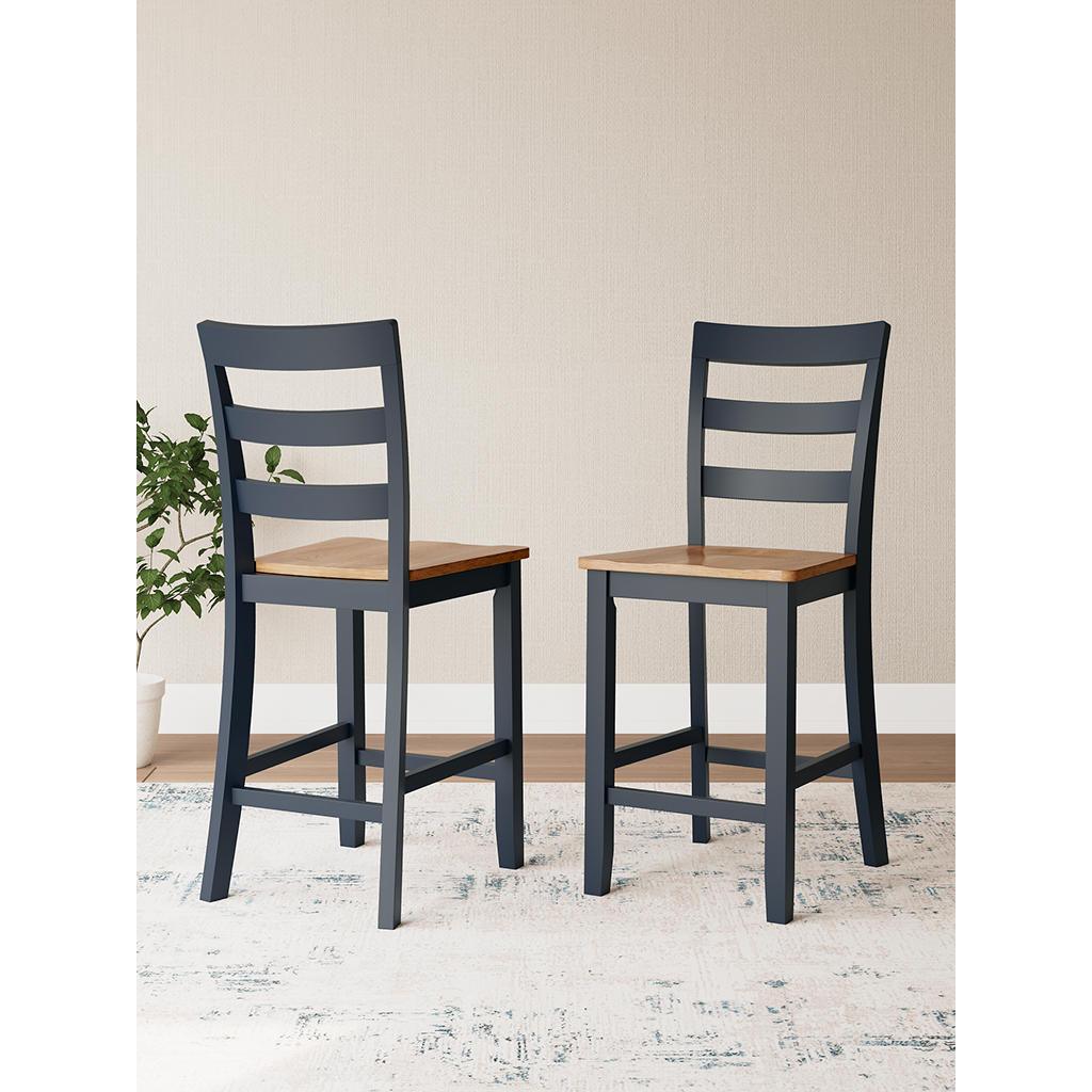 Gesthaven Counter Barstools Set of 2 — Natural/Blue Signature Design by Ashley® Uncategorized