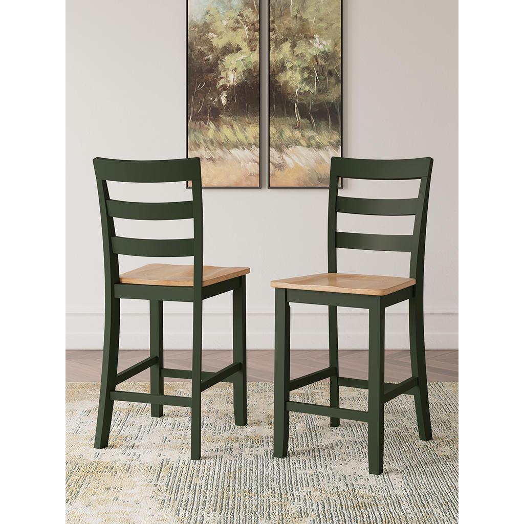 Gesthaven Counter Barstools Set of 2 — Natural/Green Signature Design by Ashley® Uncategorized