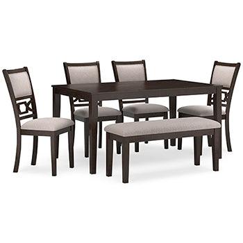 Langwest Dining Table, 4 Chairs and Bench (Set of 6) (325) — Cherry Brown Signature Design by Ashley®