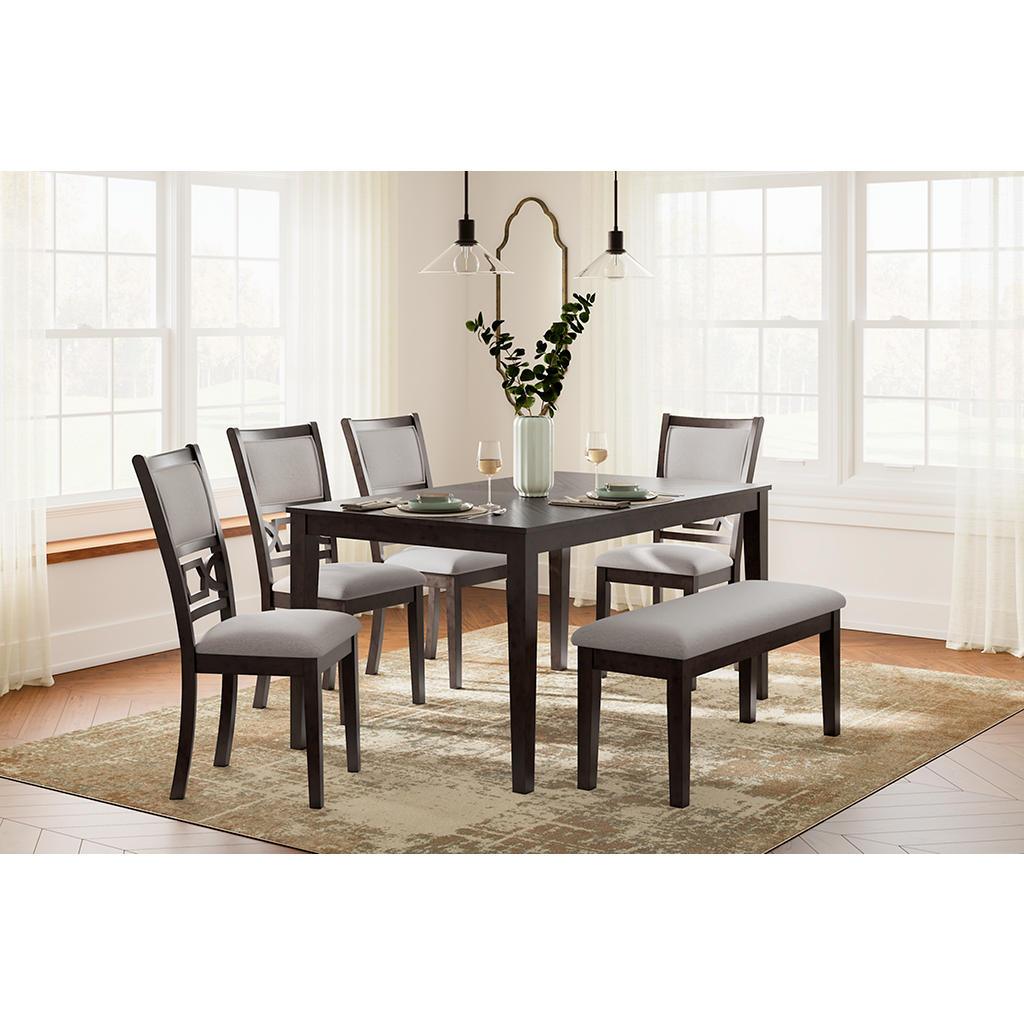 Langwest Dining Table, 4 Chairs and Bench (Set of 6) (325) — Cherry Brown Signature Design by Ashley®